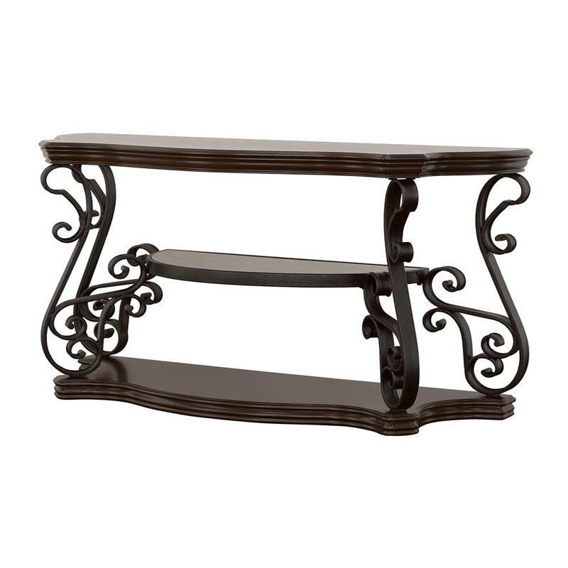 Lucious Console Table with Bottom Shelf in Deep Merlot and Clear